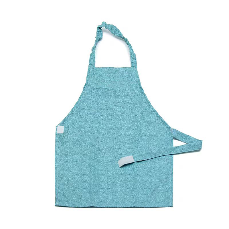 Kid Easy-Fasten Water-Resistant Apron-Bluish Green, Sea Wave Pattern  I617-8
